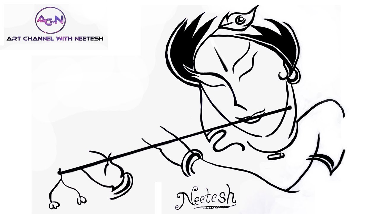 1280x720 Modern Art Krishna Painting