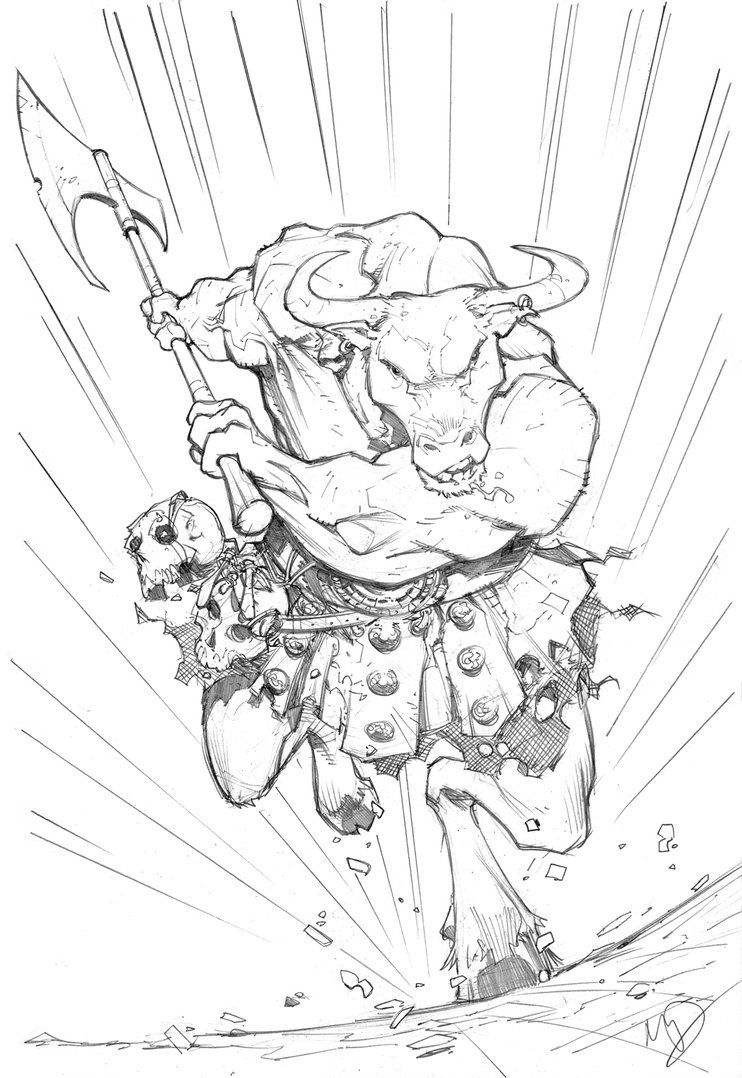 742x1078 Minotaur Charge By Max Dunbar On Lineart Hero Sword