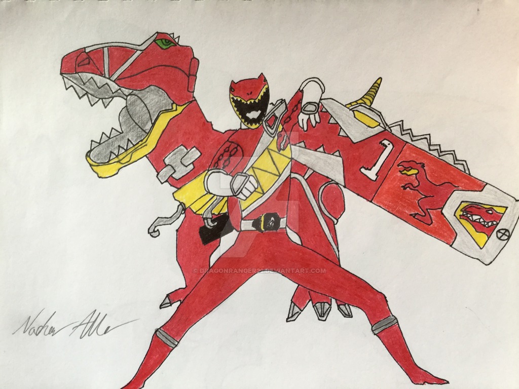 1024x768 Dino Charge Red Ranger By Dragonranger22