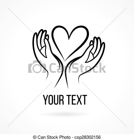 450x470 Logo With Hands And Heart. Vector Logo With Hand, Heart, Open