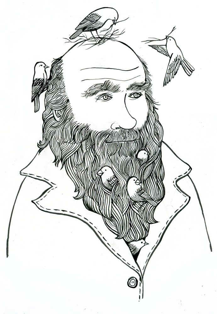 690x1000 Mr. Charles Darwin And Galapagos Finches