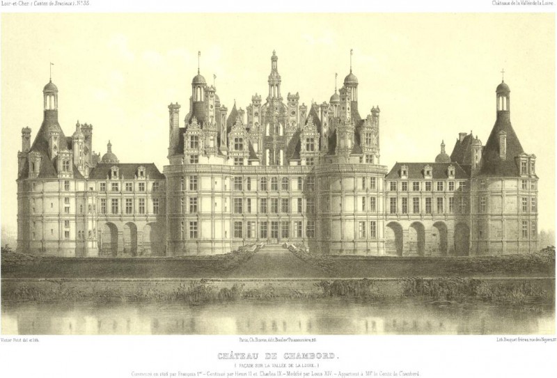 800x543 Vintage Architecture Drawing C (Chateau De Chambord) Wholesale