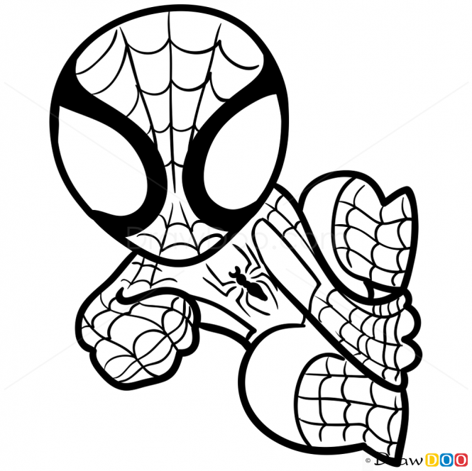 665x664 How To Draw Spider Man, Chibi