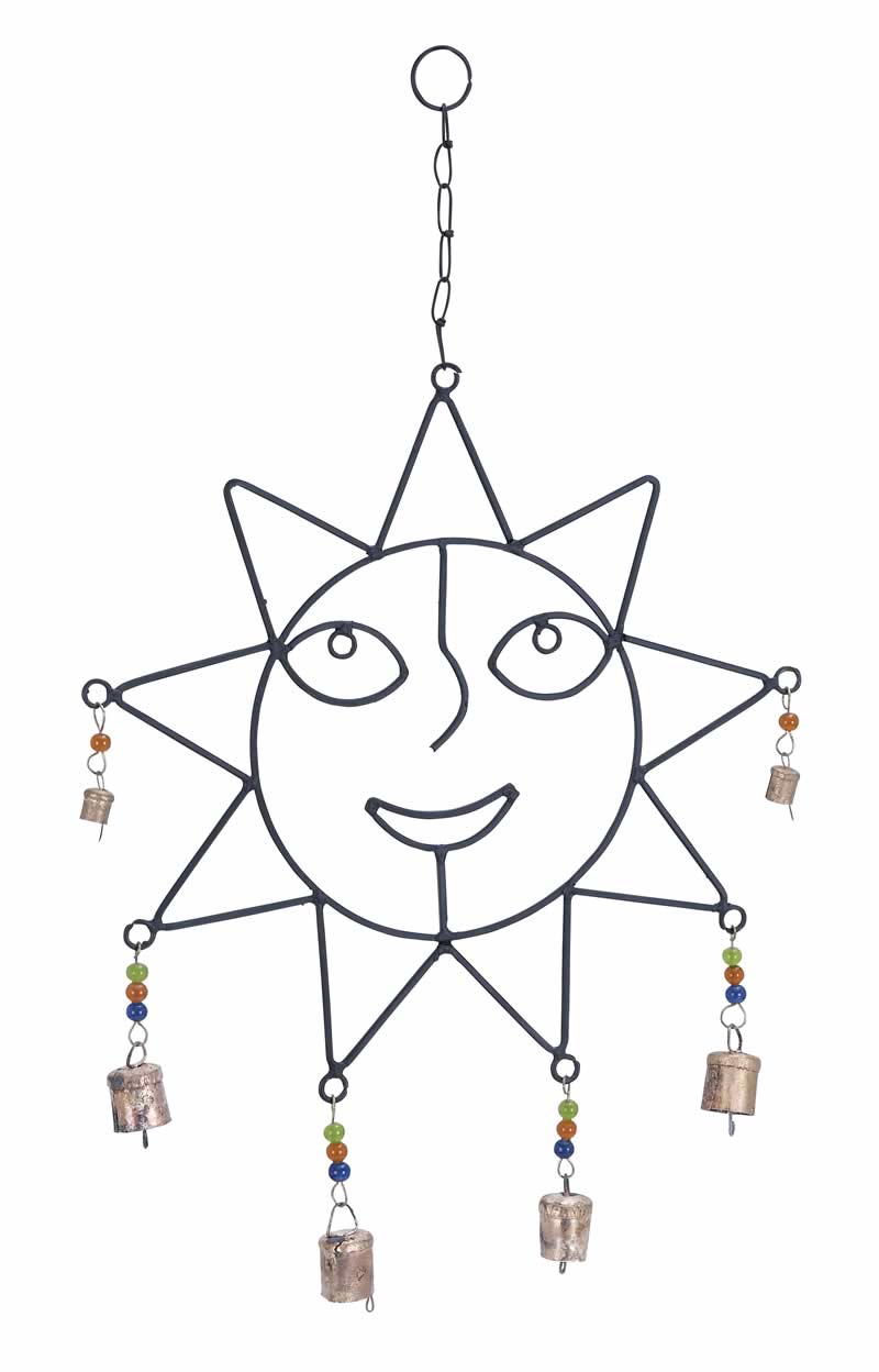 800x1248 Beaded Metal Wind Chime Sculpted Sun Face Smiling Uma 26731