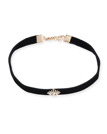 456x570 Kismet By Milka Velvet Choker Necklace With Diamond Evil Eye