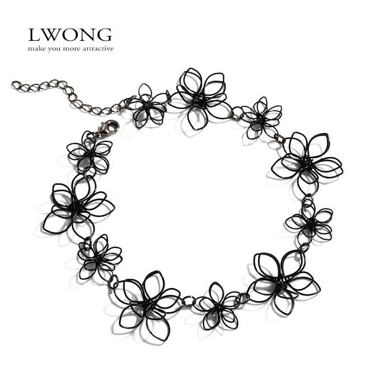 800x800 Lwong New Design 3d Black Flower Choker Necklace For Women Fashion