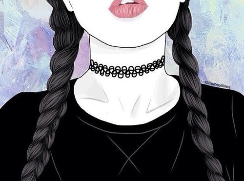 500x371 Art, Choker, Draw, Draws, Hair, Outline, Outlines, Tumblr