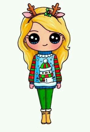296x435 Christmas Girl Drawing Kawaii, Drawings