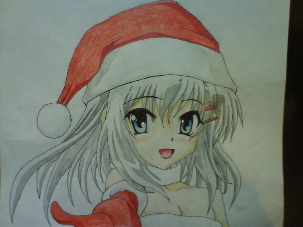 1032x774 Christmas Manga Girl By Deadlydrawings
