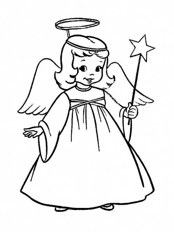 600x799 Christmas A Charming Little Girl In Angel Costume On Coloring