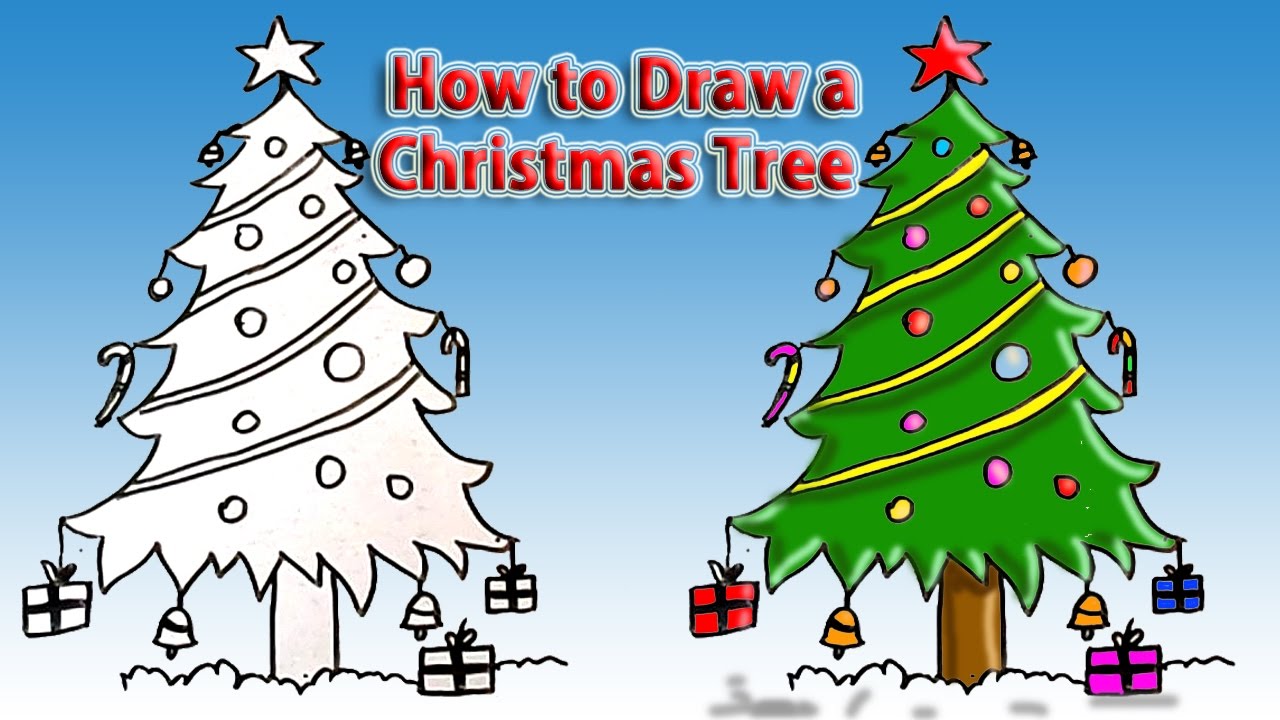 1280x720 How To Draw Christmas Tree Simple Drawing Tutorial For Beginners