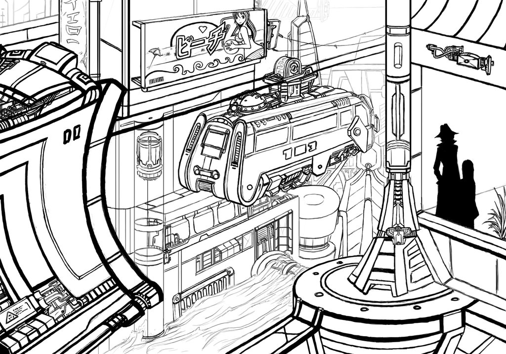 1024x717 Collection Of Future City Drawing Easy High Quality, Free