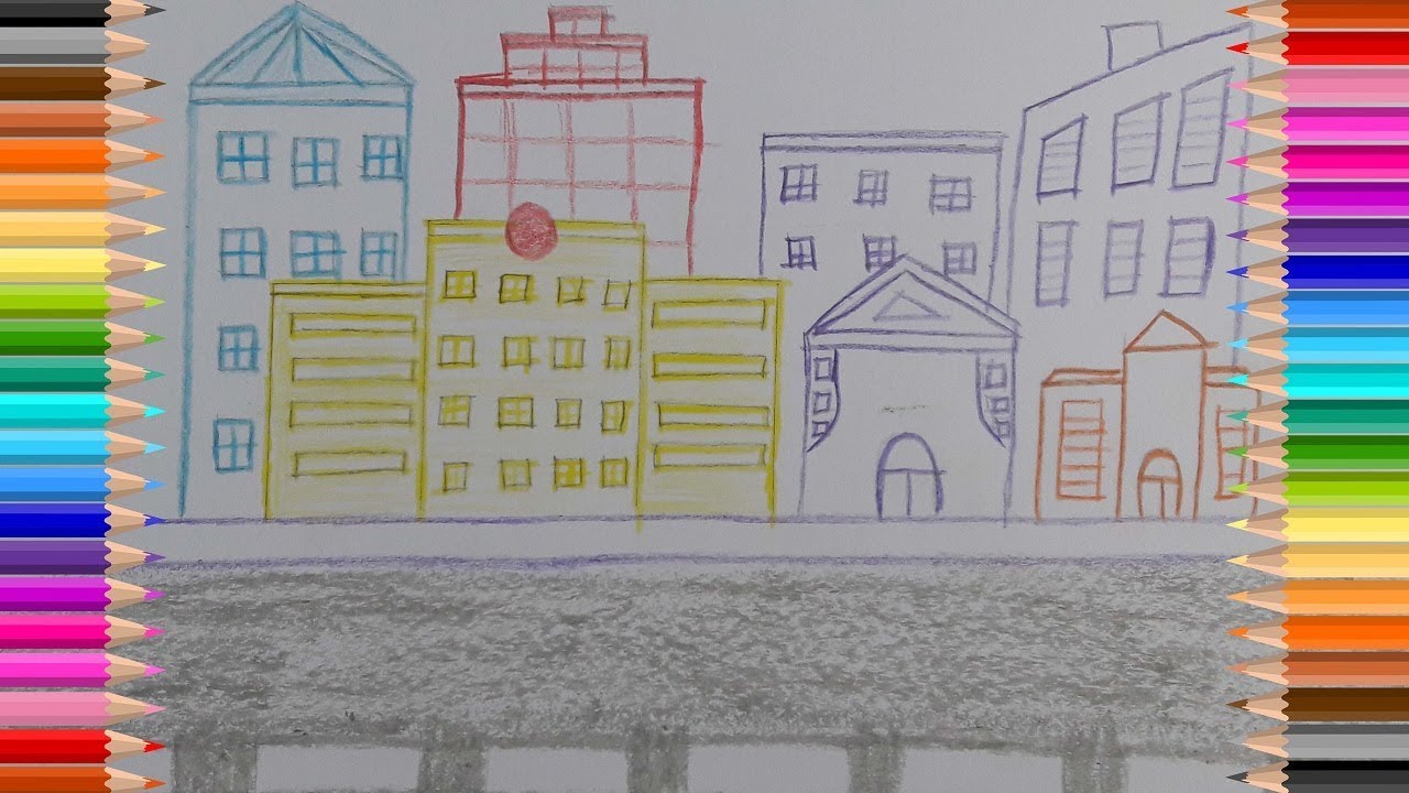 1280x720 How To Draw City Scene (Very Easy) City Scene Drawing Avro