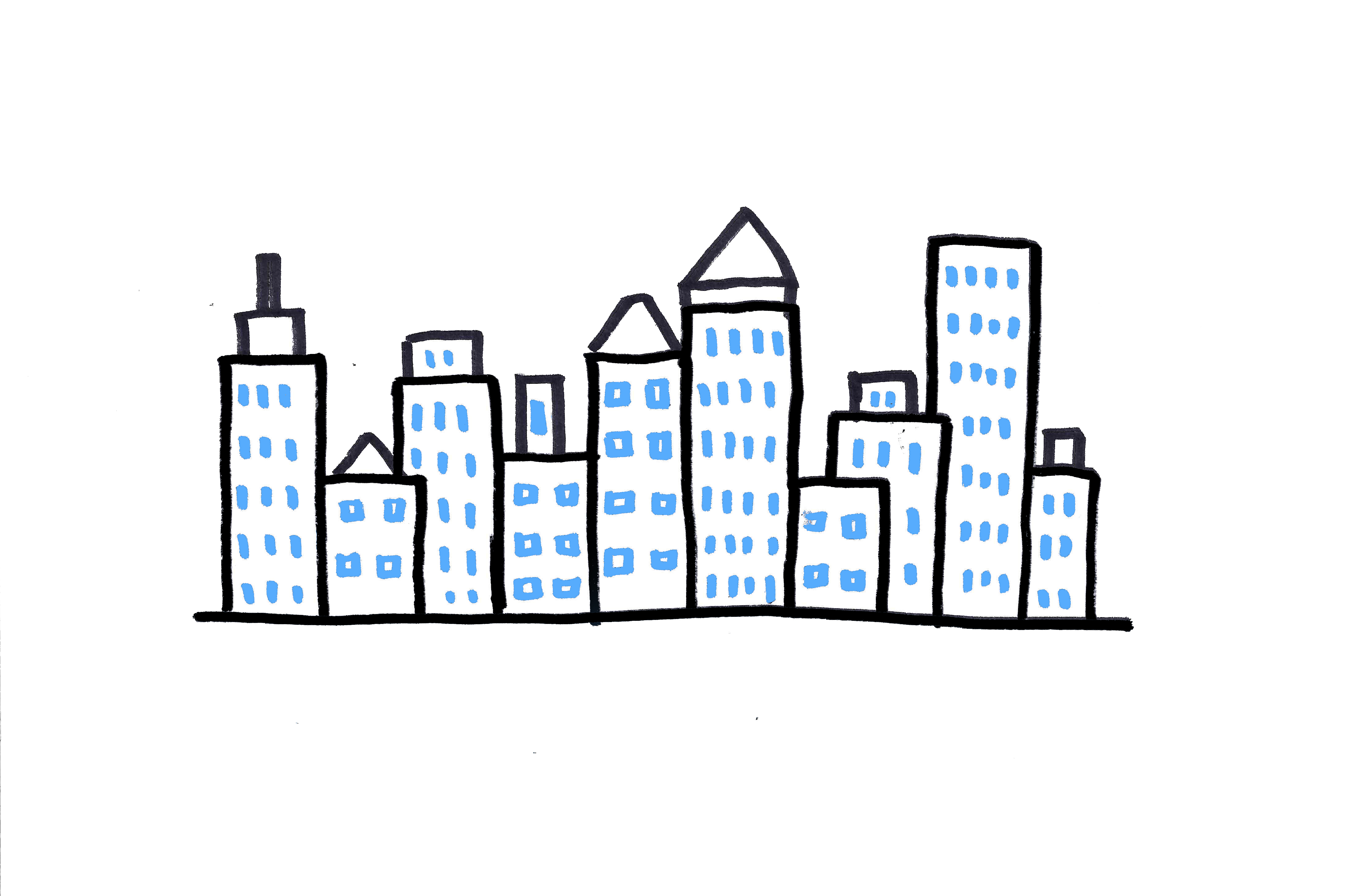 4400x2911 Simple Buildings To Draw Easy City Drawing At Getdrawings Free