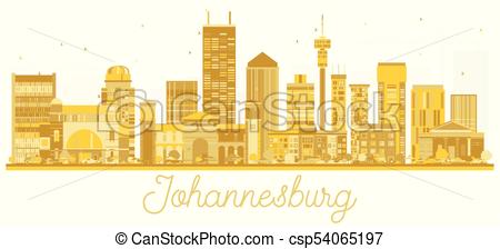450x224 Johannesburg South Africa City Skyline Golden Silhouette. Simple
