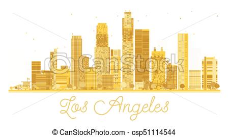 450x269 Los Angeles City Skyline Golden Silhouette. Vector Illustration