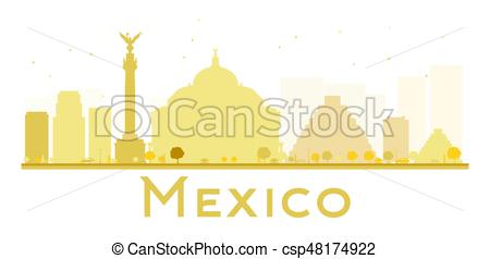 450x238 Mexico City Skyline Golden Silhouette. Vector Illustration. Simple