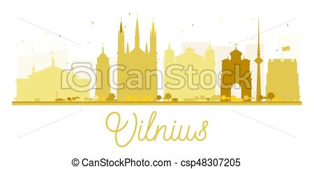 450x242 Vilnius City Skyline Golden Silhouette. Vector Illustration