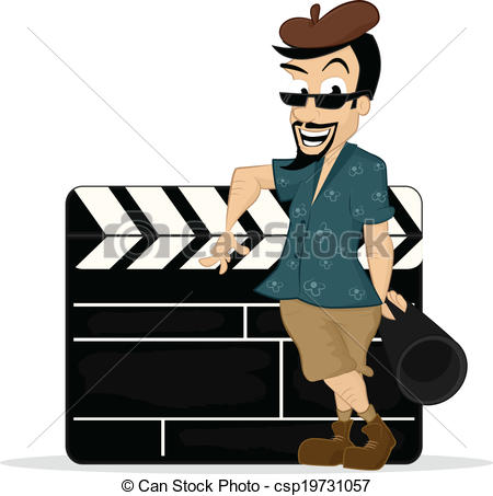 450x453 Director. Film Director Standing With Clapboard Vector Cartoon