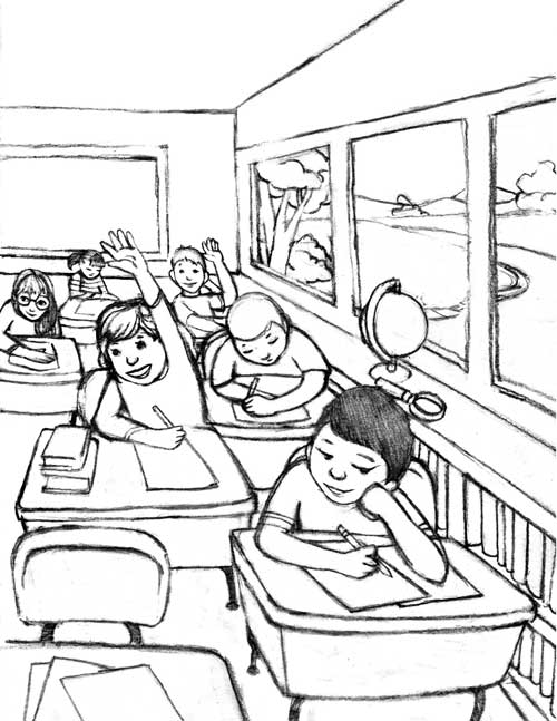 500x647 Collection Of Classroom Drawing Pictures High Quality, Free
