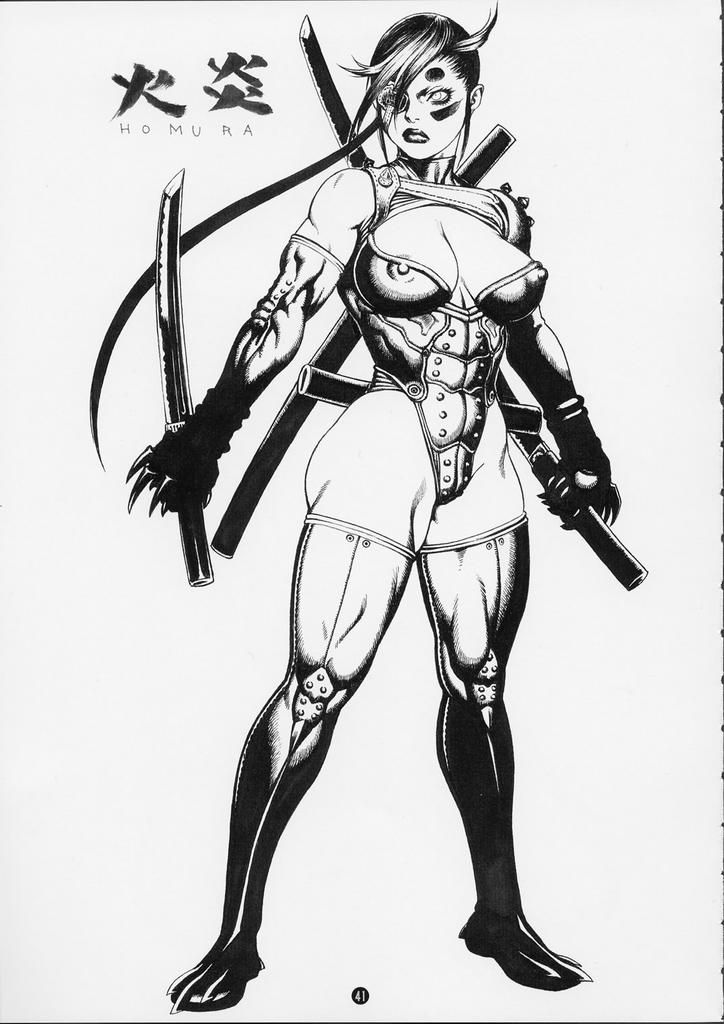 724x1024 Original Tsukasa Jun Monochrome Scan 1girl Ahoge Angry Areolae