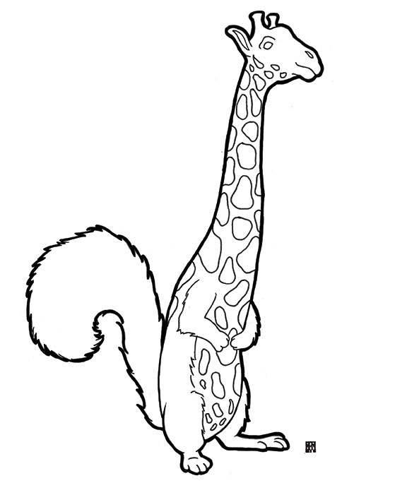 576x684 Animal Hybrids Coloring Page Xfm Illustr On Jaguar Animal Drawing