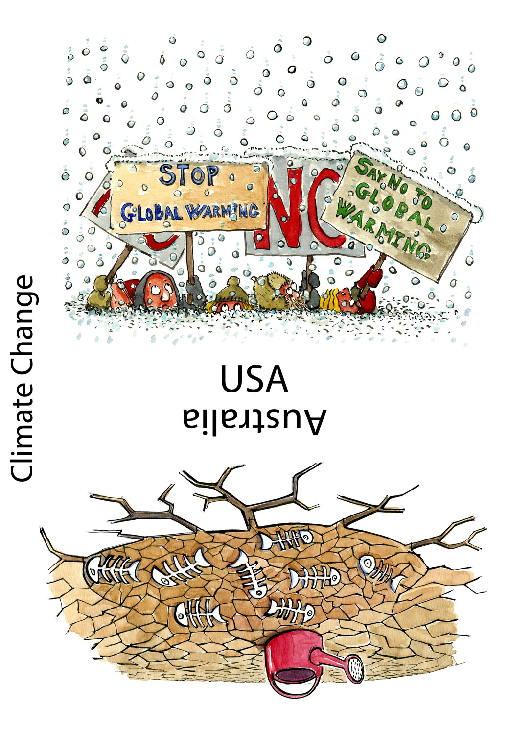 1087x1500 Usa Australia Extreme Weather Drawing Feb 2014 The Hiking Artist