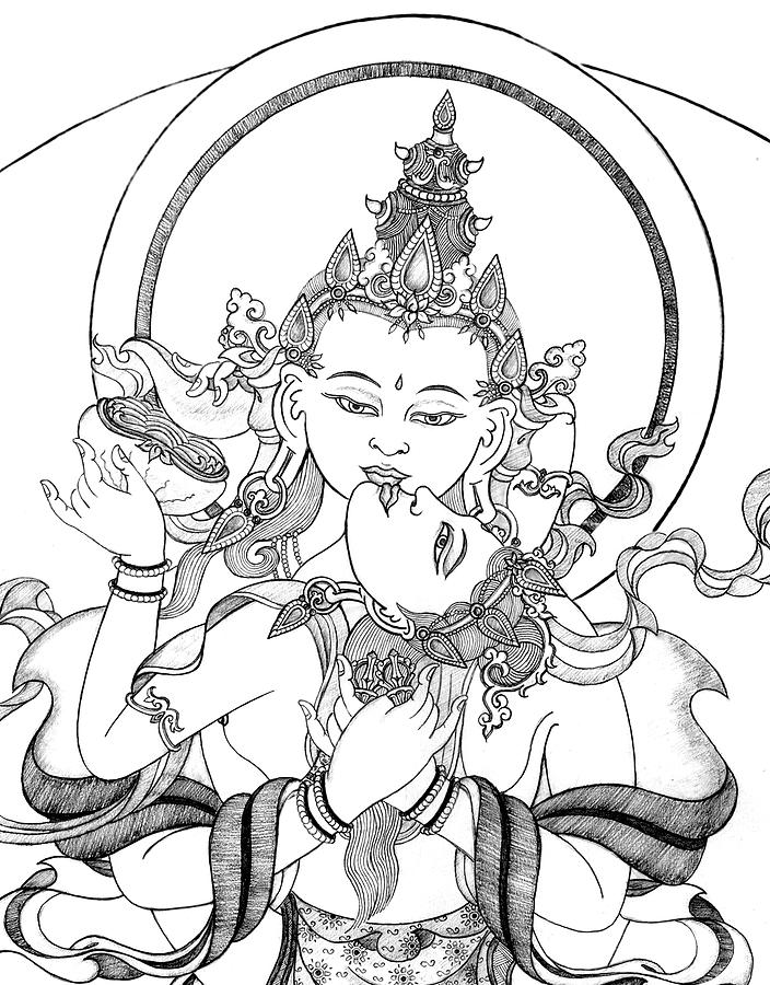 704x900 Heruka Vajrasattva Close Up Drawing By Carmen Mensink