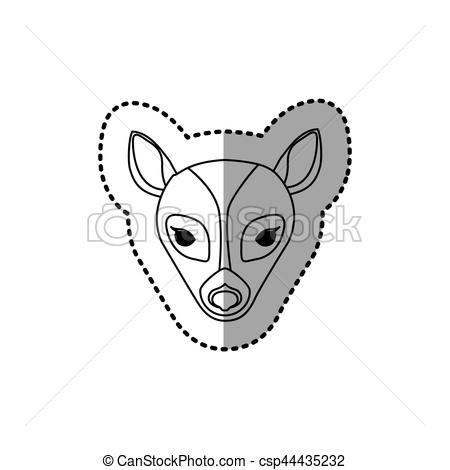 450x470 Sticker Silhouette Close Up Deer Animal Vector Illustration.