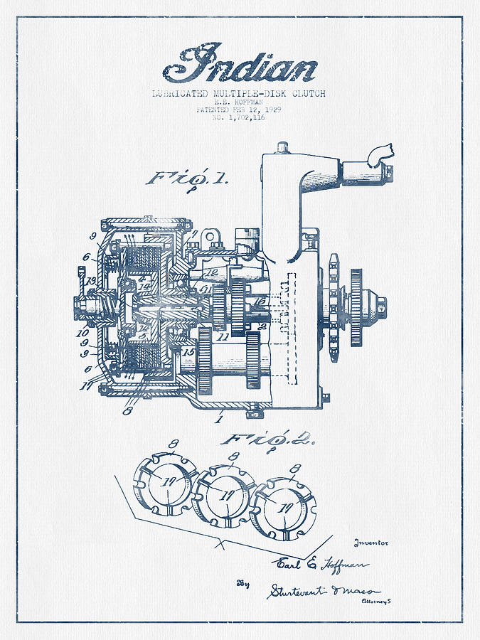 675x900 Indian Disk Clutch Patent Drawing From 1929