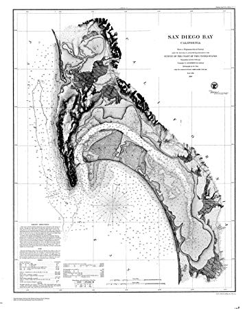 357x450 18 X 24 Canvas 1859 Us Old Nautical Map Drawing Chart