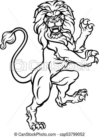 340x470 Lion Heraldic Crest Coat Of Arms. A Lion Rampant Standing