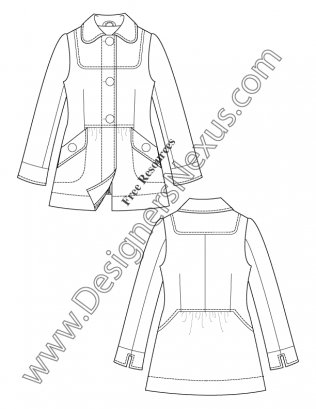 316x409 V24 Bib Coat Illustrator Fashion Technical Drawing