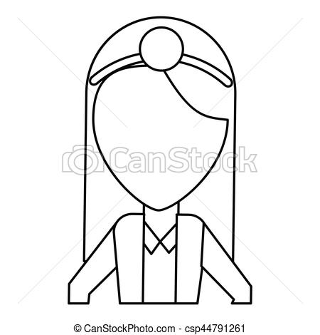 450x470 Doctor Female With Head Mirror And Coat Thin Line Vector