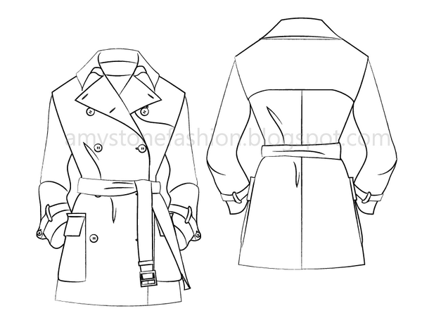600x462 Fashion Flat Sketches Trench Coat Fashion Flat Template 0147