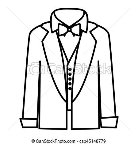 450x470 Figure Sticker Shirt With Bow Tie And Coat Icon, Vector