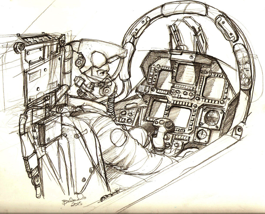 900x729 Cockpit Drawing By Kronomatik