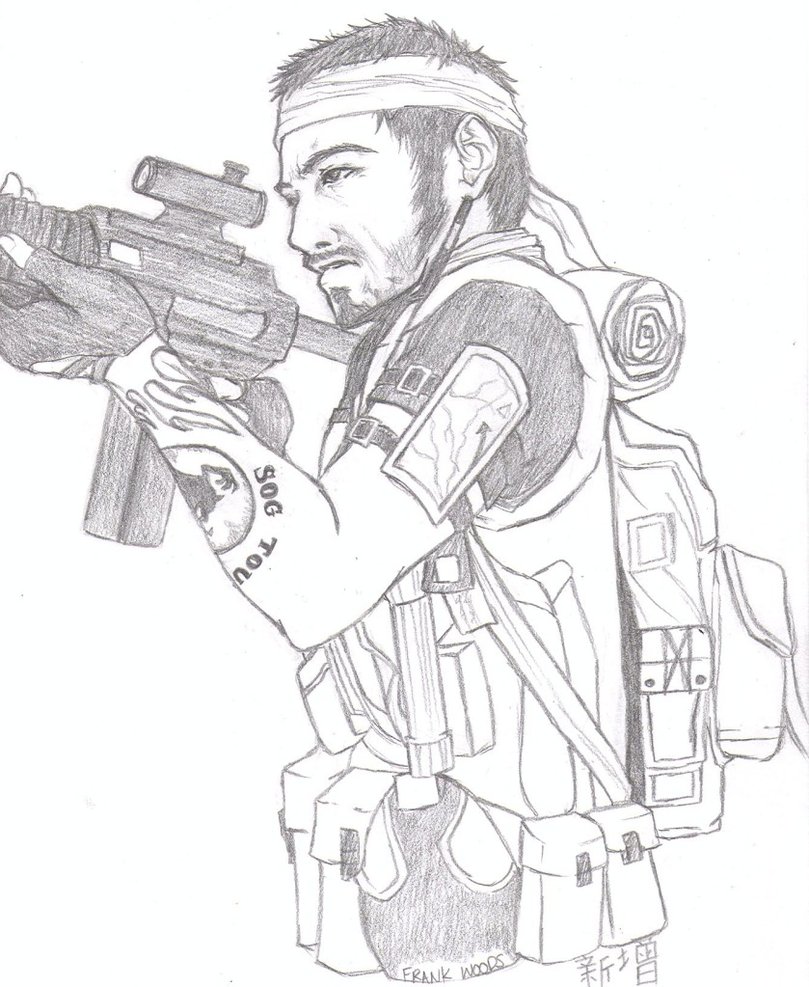 809x987 Black Ops Frank Woods Sketch. By Star Mii