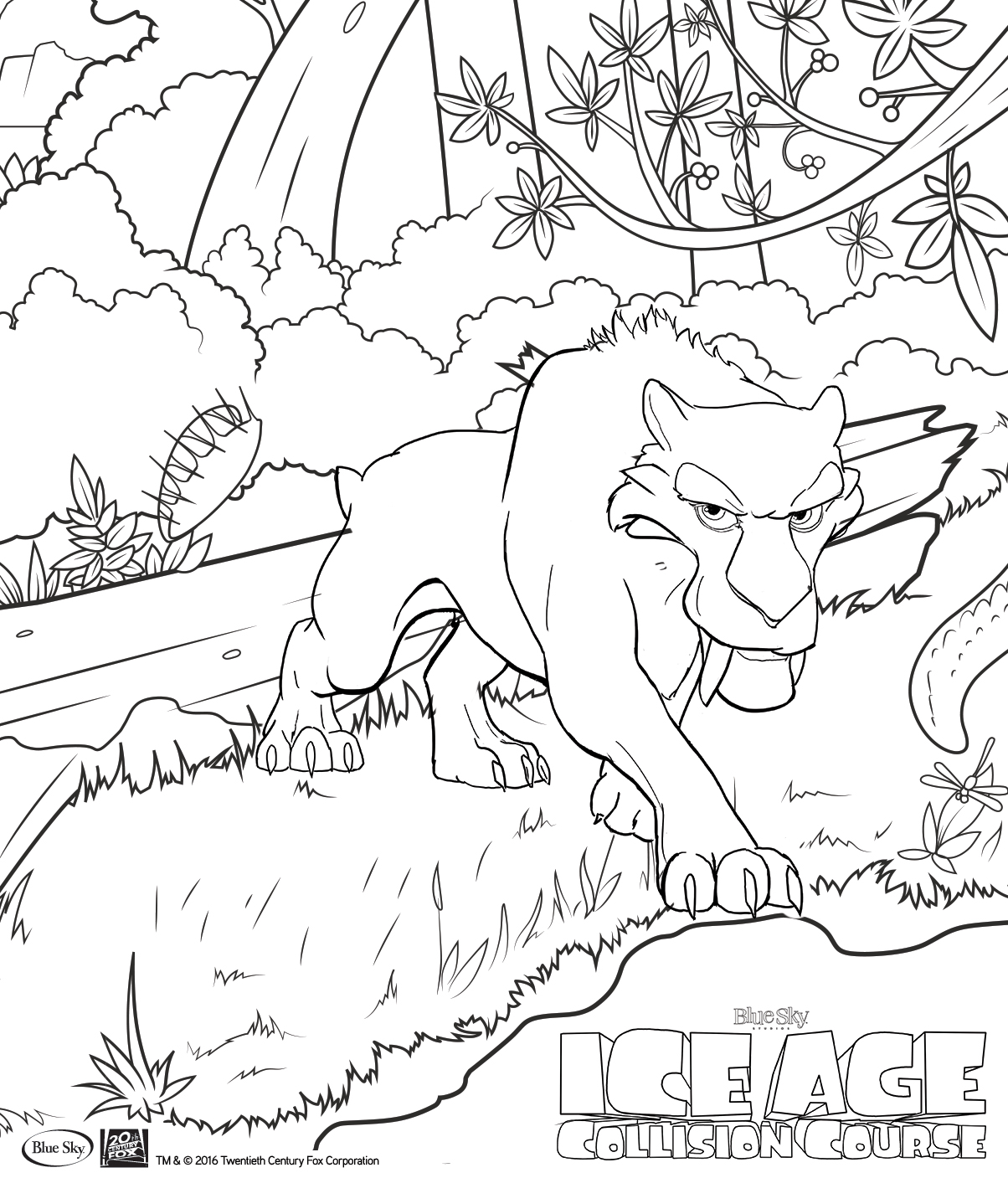 1204x1407 Ice Age Collision Course Coloring Pages Diego In Jungle