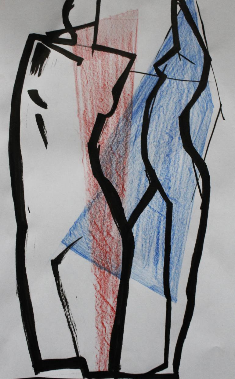 770x1240 Saatchi Art Composition Collision Of The Blue Red Drawing By