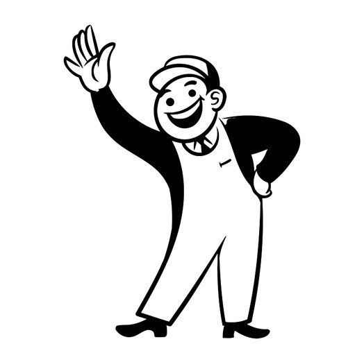 524x522 Retro Commercial Art Graphic Of Carpenter Businessman Showing Off