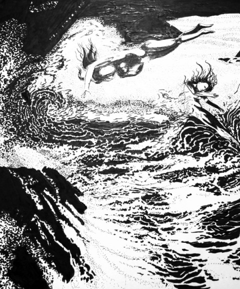 480x576 Tony Common Mermaids Ink Drawing