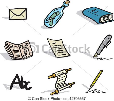 450x397 Vector Drawings Of Written Communication Icons In A Sketch Like Style.