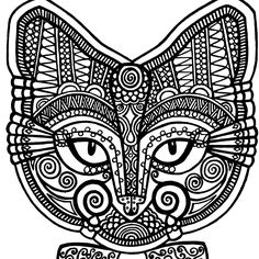236x236 Royal Owl Family Coloring Page, With Many Details, Complex Drawing