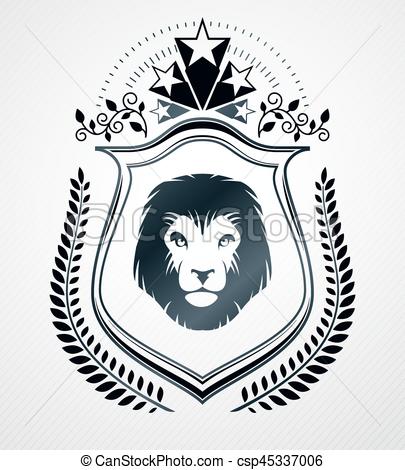 405x470 Vintage Decorative Emblem Composition, Heraldic Vector. Vector