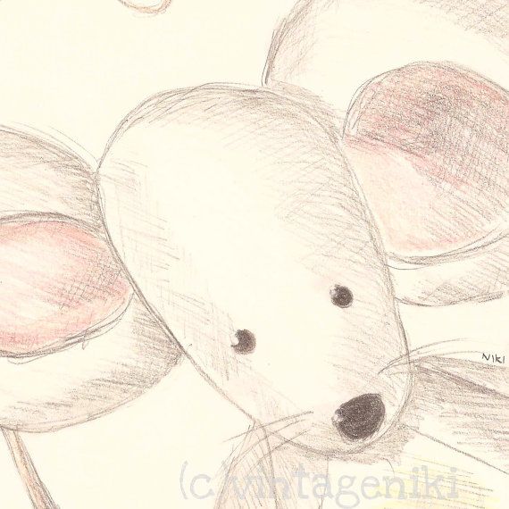 570x570 Mouse Original Pencil Drawing Nursery Art A5 By By Vintageniki