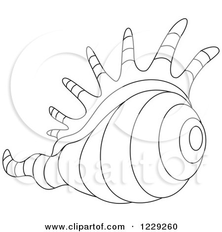 450x470 Clipart Of An Outlined Conch Shell