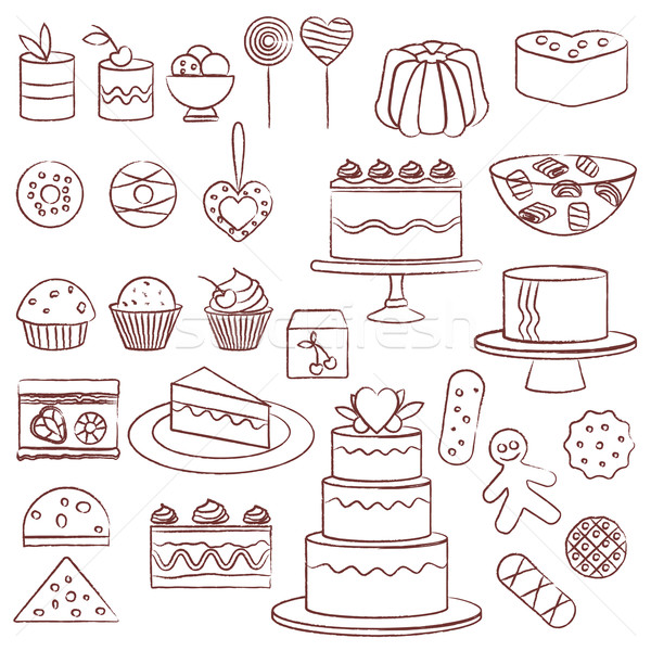 600x600 Hand Drawn Confectionery Set On Old Paper Vector Illustration