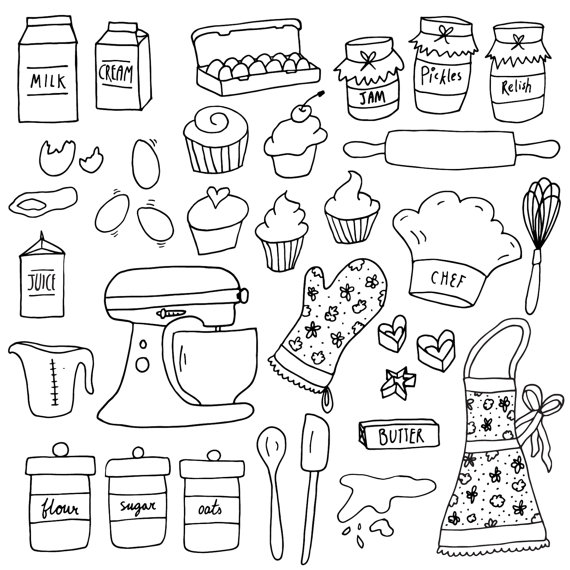 570x570 Clip Art Baking Set Photoshop Brushes Hand Drawn Elements