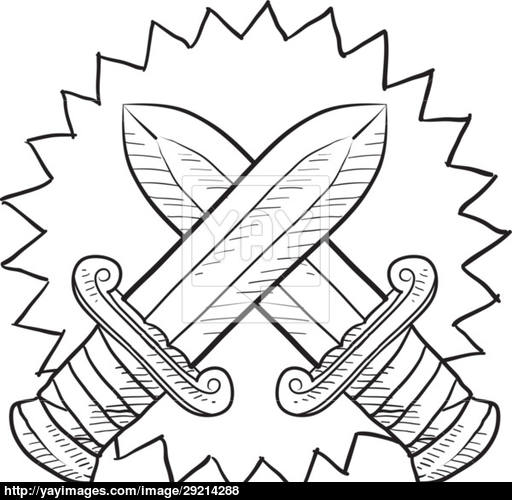 512x500 Conflict Swords Vector Sketch Vector